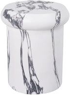 Christopher Knight Home 18.11 Inch Sculptural MGO Side Table Modern Round End Table Faux Travertine Indoor Outdoor Pedestal Accent Table, White Marble Finish - Image 5