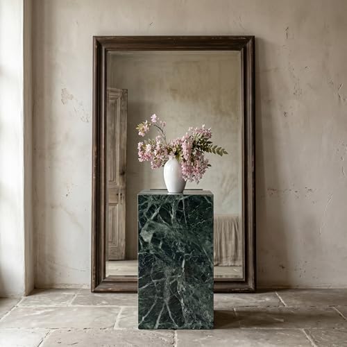 YKAJO Emerald Green Marble Pedestal Side Table, 20" H Plant Display Stand - Image 6