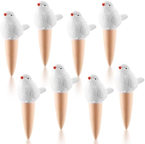 Sliner 8 Pcs Bird Plant Self Watering Globes Terracotta Spikes, White - Image 2