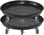 ARTLINE Round Plant Stand with Lockable Wheels, Heavy Duty for Indoor Outdoor, Large Rolling Dolly Planter Caddy on Casters to Carry Potted Flower Pot, Round Metal Tray NO Holes, Black by ARTLINE