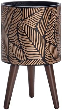 D'vine Dev 10 Inch Planter Pot with Wood Stand, Bronze/Grey, 88-L-B-6 by DvineDevPlanterPotsandStand