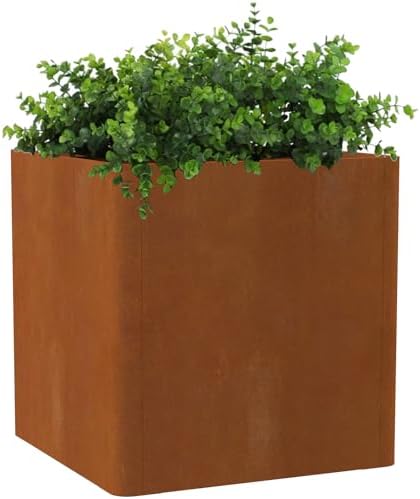 Square Corten Steel Planters 20" L x 20" W x 21" H,Pre-Rusted by Gardenaire