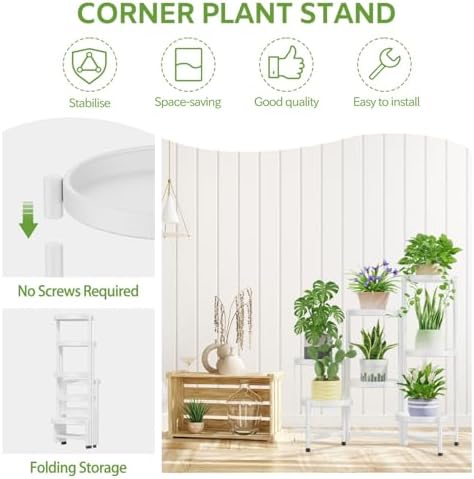 iDavosic.ly 7 Tier Large Plant Stand Indoor Outdoor, 10 In Wide Tray, White - Image 5