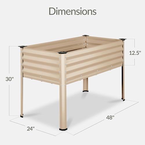 Best Choice Products 48x24x30in Galvanized Raised Garden Bed, Metal Elevated Planter Box, Vegetable Garden for Backyard, Patio, Balcony - Beige - Image 2
