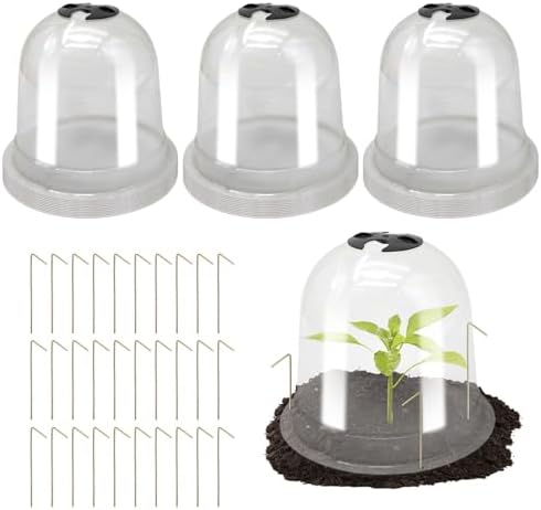 Saihisday 30Pcs Garden Cloche Dome Plastic 7.7" H Small Humidity Cloches for Plants Plant Plastic Dome Cover Mini Greenhouse Clear Garden Dome for Nursery Soil & Seedling (7.7" Dia x 6.7" H) by Saihisday