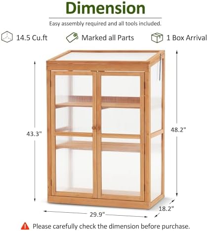 MCombo Cold Frame Greenhouse, Wooden Cabinet with Shelves, 0760 (Orange) - Image 3