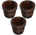 Toddmomy 3pcs Carbonized Wood Planter Barrel Set Small Wooden Flower Pots for Indoor Outdoor Garden Balcony Rustic Whiskey Barrel Style Wood Buckets by Toddmomy
