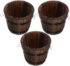 Toddmomy 3pcs Carbonized Wood Planter Barrel Set Small Wooden Flower Pots for Indoor Outdoor Garden Balcony Rustic Whiskey Barrel Style Wood Buckets by Toddmomy