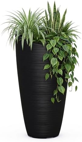 Mayne Modesto 42in Tall Round Modern Planter, Black by Mayne