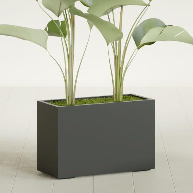 Greenline Leo Tall Rectangular Fiberglass Planter, Outdoor Planter Box - Image 2