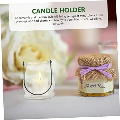 IMIKEYA 4pcs Hanging Candlestick Infusion Bottle Wedding Table Decor Crystal Glass Plant Terrarium Glass Votive Candle Holder Globe Plant Terrariums Home Decor Iron Cylindrical Light Stand - Image 2
