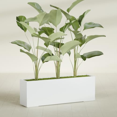 Greenline Leo Tall Rectangular Fiberglass Planter, Outdoor Planter Box - Image 4