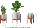 Adjustable Plant Stand for 8–12 Inch Pots, Solid Acacia Wood, Mid-Century Modern Indoor Outdoor Planter Holder with Stainless Steel Screws, Natural Brown (Pot & Plant Not Included) - Image 4