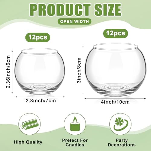 24 Pcs Fish Bowl Bubble Vase Bulk,2.36" h X 2.76" w and 3.15" h X 3.94" w - Image 2