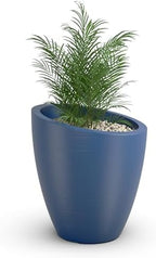Mayne Modesto 30in Round Modern Planter, Neptune Blue by Mayne