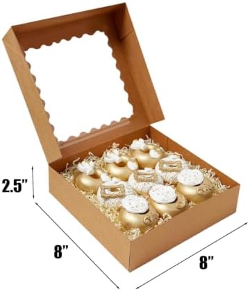 Bakepacker Auto-pop Up Pie Boxes with Window 8x8x2.5 inches 55pcs Brown - Image 4