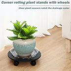 2 Packs 13" Large Metal Plant Caddy with Wheels Heavy-Duty Plant Dolly Pot Mover Rollers Rolling Wheeled Plant Stands Indoor Outdoor Garden Coaster Trolley, Black - Image 6