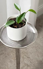 Kate and Laurel Alessia Modern Decorative Metal Drink Table; 8 x 8 x 22; Silver; Stunning Cast Aluminum Pedestal Plant Stand with Rough Texture and Deckled Edge - Image 4
