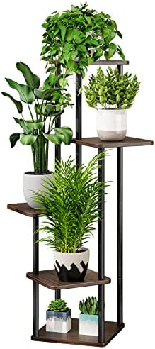 AZERPIAN 5 Tier Tall Plant Stand Indoor Corner Tiered Shelf Metal MDF Board by AZERPIAN