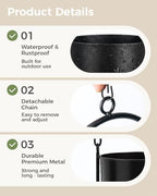 Bamworld Black Hanging Planters for Indoor Outdoor Plants Metal Hanging Pot - Image 5