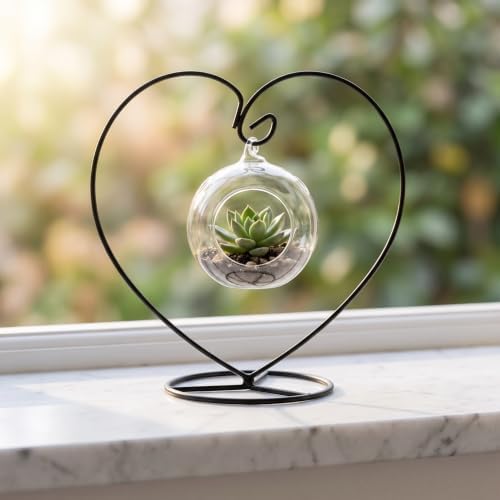 Zerodeko 5pcs Ornament Display Stand: Iron Hanging Rack Holder Heart Shape - Christmas Ornament Stand for Hanging Glass Globe Air Plant Terrarium Witch Ball Home Wedding Decor - Image 6