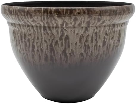 The HC Companies Pizzazz Decorative Round Flower Pots w/Ceramic Look - UV-Resistant Decorative Pot for Outdoor & Indoor Plant Pots - Modern Planter for Flower, Herbs (20” Foggy Gray, Pack of 1) by TheHCCompanies