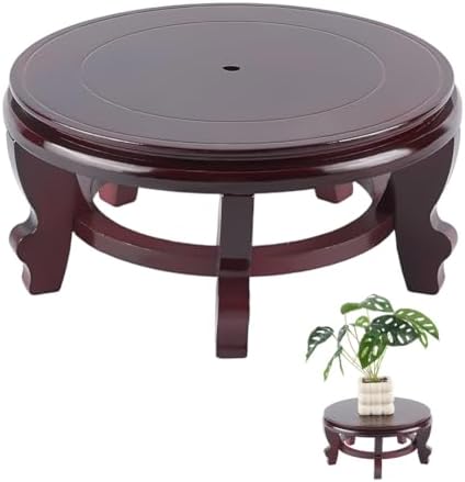 FINGERINSPIRE Wooden Display Stand Base 10x5inch Chinese Oriental Plant Stand Coconut Brown Traditional Vase Pot Stands Hand-Crafted Fishbowl Display Stands for Home Indoor Plants Outdoor Decoration by FINGERINSPIRE