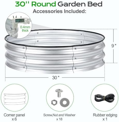 Aoodor 9" Tall 30" Metal Raised Garden Bed, Silver - Image 6