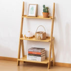 Book Shelf Bamboo Bookshelf 3-Tier Ladder Shelf, 38.19”Freestanding Open Bookcase Book Bathroom Storage Unit Plant Stand(Natural) - Image 6