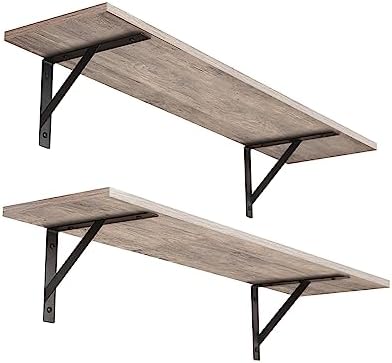 DINZI LVJ Wall Shelves, 23.6" Long Floating Shelves with Metal Brackets by DINZILVJ