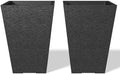 Kante Set of 2 Black Plastic Square Planters 14" Tall Home & Outdoor by Unknown