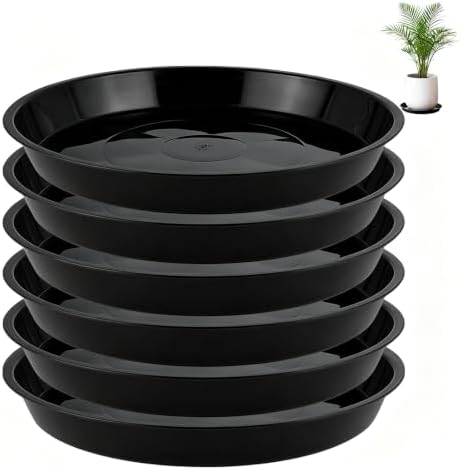6 Pack 20 inch Plant Saucers for 17.5 inch Planters, Modern Matte Finish 18 20 22 25 inch Flower Pot Drip Tray Base for Indoors Outdoors, Heavy Duty Plant Trays to Catch Water, Black by Unknown