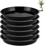 6 Pack 20 inch Plant Saucers for 17.5 inch Planters, Modern Matte Finish 18 20 22 25 inch Flower Pot Drip Tray Base for Indoors Outdoors, Heavy Duty Plant Trays to Catch Water, Black by Unknown