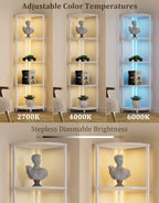 Corner Shelf with LED Light, 5 Tier Smart Color Changing Floor Lamp with Remote, 62" Display Shelf Bookshelf Narrow Storage Rack Standing Lamp for Living Room Bedroom Home Office Decor, White - Image 3