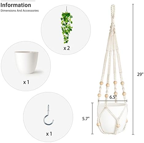 Dahey Mini Macrame Plant Car Accessories Rear View Mirrior Charm Cute Hanging Rearview Car Decor Hanging Fake Plant Artificial Decor Macrame Plant Hanger with Artificial Vines - Image 7