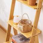 Book Shelf Bamboo Bookshelf 3-Tier Ladder Shelf, 38.19”Freestanding Open Bookcase Book Bathroom Storage Unit Plant Stand(Brown) - Image 3