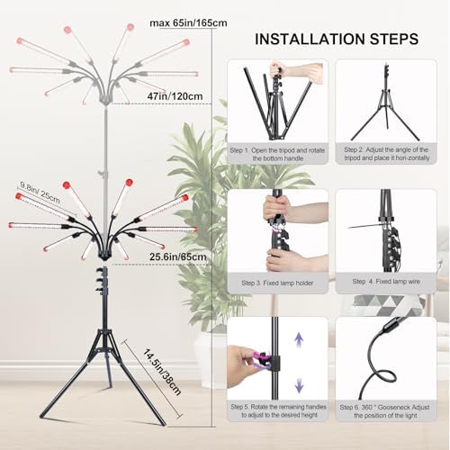 FRGROW 10Head Grow Light with Stand for Tall&Large Indoor Plants - Image 6