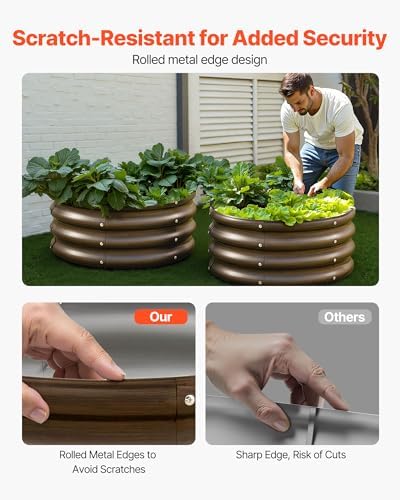 VEVOR 3 Pcs 2x2x1ft Round Galvanized Raised Garden Bed Kit, Outdoor Metal Raised Beds for Gardening Vegetables, Easy Assembly Garden Planter Box for Flowers Fruits with Open Base - Image 4