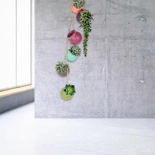 Dangling Southwest Desert Colors Ceramic, Set of six Hanging pots - Image 7