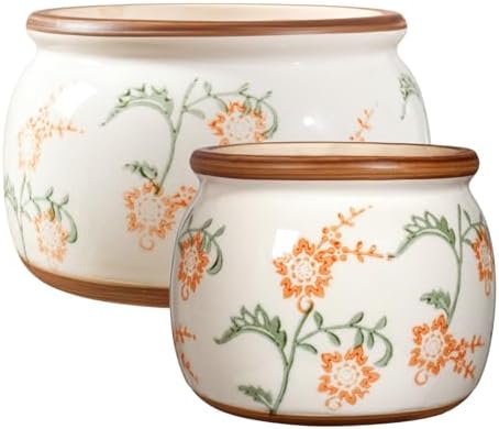 Vintage Ceramic Flower Pot, 6.5 & 9in, with Drainage & Filter by Unknown