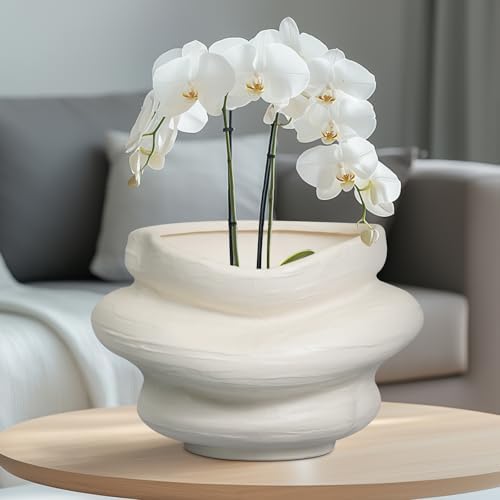 Ceramic Plant Pots Bonsai 10.6 Inch - Flower Pots for Indoor Plants, Large Plant Pots with Drainage Hole, Decorative Planter Outdoor Flower Pot for Office, Gift for Men Women, White - Image 4
