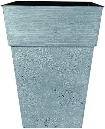 The HC Companies 18 Inch Avino Tall Square Planter - Decorative Indoor Outdoor Plant Pot for Front Porch, Deck, Patio and Home, Oxidized Black by TheHCCompanies