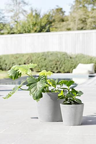 Ecopots Amsterdam Round Planter with Water Reservoir, White Grey, 12" - Image 4