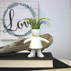 White Ceramic Man, Woman, Boy and Girl People Shaped Planters with Live Tillandsia Air Plants - 3.5"-4.75" Potted Indoor Air Plants for Home and Office Decor - Image 6