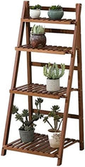 Folding Ladder Shelf Free Standing Plant Stand Display Rack, 43x55x122cm Indoor Outdoor Flower Pot Holder for Garden Patio, 4 Tier Planter Shelves, Bamboo (Color : Brown) by Gaommini