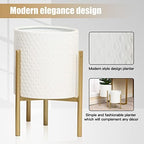 LuxenHome Indoor Planters, Set of 2 White Planter with Gold Metal Stand - Image 6