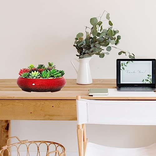 ARTKETTY Succulent Pots - 11.5 Inch Ceramic Bonsai Pots with Drainage - Image 5