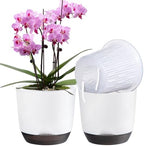 QCQHDU 2 Pack 7.2 Inch Orchid Pots with Holes for Repotting, Double-Layer and Self Watering Orchid Pot with Good Air Circulation by QCQHDU