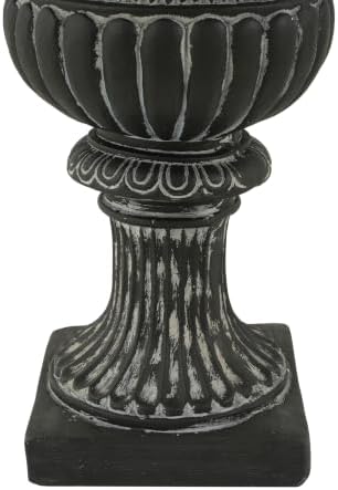 Christopher Knight Home Kyra 24.02" H Classical Urn Planters Set of 2, MGO Round Outdoor Flower Pots, Weather-Resistant Outdoor Planter for Backyard, Fluted Relief Pedestal Planter Pot, Antique Black - Image 7