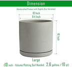 D'vine Dev 2-Pack Ceramic Pots with Saucers, Grey, 10 in, 94-V-E-3 - Image 3